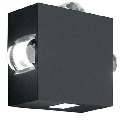 Stylish Outdoor 4-Way Led Wall Light In Graphite Finish For Gardens And Patios
