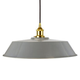 French Grey Large Chancery Painted Dome Pendant Light With Gold Lamp Holder And Black Round Cable - Se Home - thumbnail 1