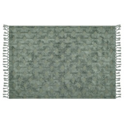 Wyld And Coco Green Hand-Tufted Cotton Rug 140 X 200 Cm - Low Pile Geometric Tassels - thumbnail 3