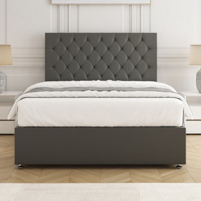 Bsspoke Mia Divan Bed Set Grey Plush Velvet 24Inch Headboard & Mattress No Drawers In 3Ft 4Ft 4Ft6 5Ft 6Ft - image 1