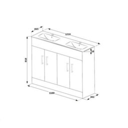 Homestylestore 1210mm White Floorstanding Bathroom Vanity Unit Double Basin And Aged Bronze T Bar Handles - thumbnail 4