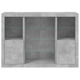 Berkfield Sideboards With Led Lights 3 Pcs Concrete Grey Engineered Wood - thumbnail 6