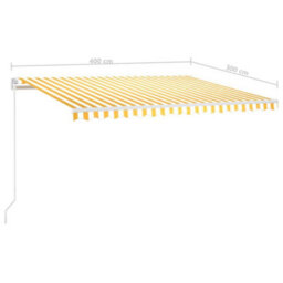 Berkfield Manual Retractable Awning With Led 400X300 Cm Yellow And White - thumbnail 7