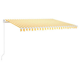 Berkfield Manual Retractable Awning With Led 400X300 Cm Yellow And White - thumbnail 2