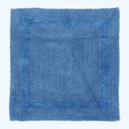 Homescapes Luxury Reversible Cotton Shower Mat - Cobalt - thumbnail 1