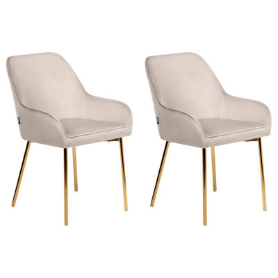 Beliani Set Of 2 Dining Chairs Loverna Velvet Beige - image 1