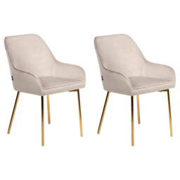 Beliani Set Of 2 Dining Chairs Loverna Velvet Beige - thumbnail 1