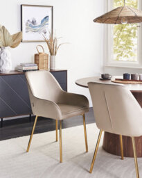 Beliani Set Of 2 Dining Chairs Loverna Velvet Beige - thumbnail 2