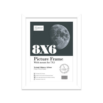 "8X6"" White Frame With Mount For 7X5"" Pictures 20mm Thin Edge Portrait And Landscape Display With Wall Hooks And Kickstand" - image 1