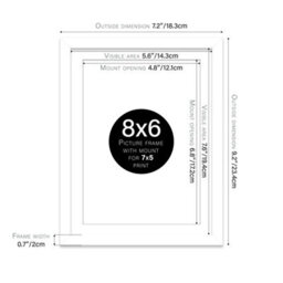 "8X6"" White Frame With Mount For 7X5"" Pictures 20mm Thin Edge Portrait And Landscape Display With Wall Hooks And Kickstand" - thumbnail 2