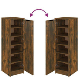 Vidaxl Shoe Cabinet Smoked Oak 30X35X100 Cm Engineered Wood - thumbnail 8