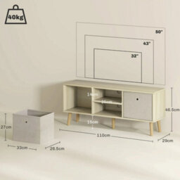 Modern Wooden Tv Cabinet With Drawers Storage Shelves Media Unit - thumbnail 2