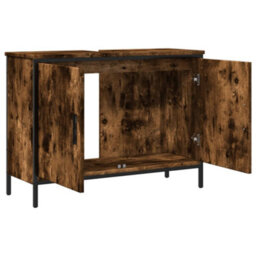 Berkfield Bathroom Sink Cabinet Smoked Oak 80X30X60 Cm Engineered Wood - thumbnail 6