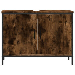 Berkfield Bathroom Sink Cabinet Smoked Oak 80X30X60 Cm Engineered Wood - thumbnail 5