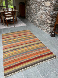 Second Nature Online Ooty Kilim Rug Handmade In Rich Wool Multi Colour Stripes / 75 Cm X 120 Cm - thumbnail 2