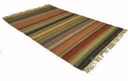 Second Nature Online Ooty Kilim Rug Handmade In Rich Wool Multi Colour Stripes / 75 Cm X 120 Cm - thumbnail 6