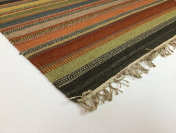 Second Nature Online Ooty Kilim Rug Handmade In Rich Wool Multi Colour Stripes / 75 Cm X 120 Cm - thumbnail 5