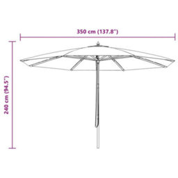 Berkfield Durable Outdoor Parasol With Wooden Pole 350 Cm Anthracite - thumbnail 5