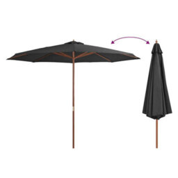 Berkfield Durable Outdoor Parasol With Wooden Pole 350 Cm Anthracite - thumbnail 3