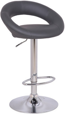 Lamboro Sorrento Kitchen Bar Stool, Chrome Footrest, Adjustable Swivel Gas Lift, Home Bar & Breakfast Faux-Leather Barstool, Charcoal Grey - image 1