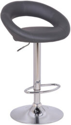 Lamboro Sorrento Kitchen Bar Stool, Chrome Footrest, Adjustable Swivel Gas Lift, Home Bar & Breakfast Faux-Leather Barstool, Charcoal Grey - thumbnail 1