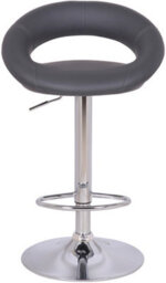 Lamboro Sorrento Kitchen Bar Stool, Chrome Footrest, Adjustable Swivel Gas Lift, Home Bar & Breakfast Faux-Leather Barstool, Charcoal Grey - thumbnail 3