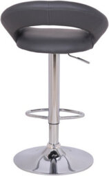 Lamboro Sorrento Kitchen Bar Stool, Chrome Footrest, Adjustable Swivel Gas Lift, Home Bar & Breakfast Faux-Leather Barstool, Charcoal Grey - thumbnail 5