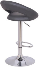 Lamboro Sorrento Kitchen Bar Stool, Chrome Footrest, Adjustable Swivel Gas Lift, Home Bar & Breakfast Faux-Leather Barstool, Charcoal Grey - thumbnail 4