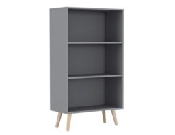 Urbn-Living Urbnliving 110Cm Height 3 Tier Grey Bookcase Storage Cabinet Scandinavian Style Pine Legs Dining Room Display Unit