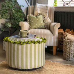 rucomfy Beanbags Rucomfy Linen Look Striped Pouffe Bean Bag - Olive Footstool, Ottoman & Seat