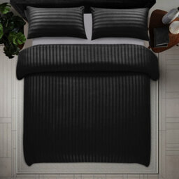Pamposh Satin Stripe Single Duvet Cover Set Premium Microfibre Hotel Quality Quilt Cover Bedding Sets Hypoallergenic Ultrasoft Bed - thumbnail 3
