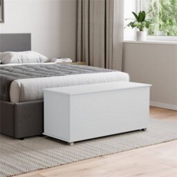 White Modern Storage Ottoman Toy Chest Bedroom Wooden Bence - thumbnail 2