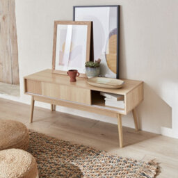 Alice's Garden Sweeek. 115Cm Tv Unit Grooved Wood Detail 2 Doors Linear Natural 115X40X48 Cm - thumbnail 3