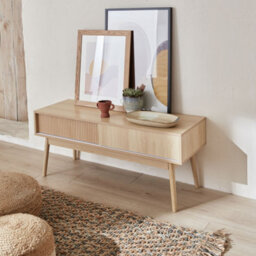 Alice's Garden Sweeek. 115Cm Tv Unit Grooved Wood Detail 2 Doors Linear Natural 115X40X48 Cm - thumbnail 2