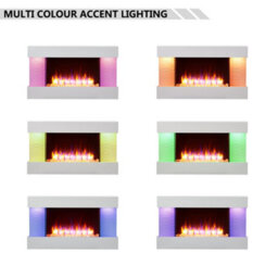 "Flamme Kingston 43"" Wall Mounted Electric Fireplace White With 3 Flame Colours And 13 Mood Lighting Options 1.5Kw Heater" - thumbnail 5