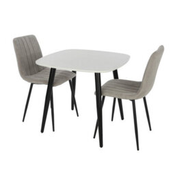 Core Products Aspen White 80Cm Square Dining Table With 2 Light Grey Cord Fabric Stright Stitch Design Chairs - thumbnail 9