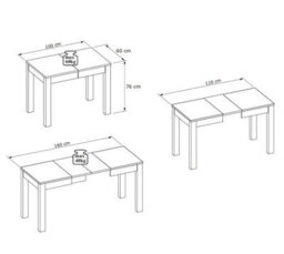 Impact Furniture Narrow Dining Table Extendable Slim Black And Oak Small Kitchen 2 4 6 8 Seater Orion - thumbnail 9