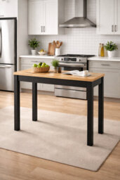Impact Furniture Narrow Dining Table Extendable Slim Black And Oak Small Kitchen 2 4 6 8 Seater Orion - thumbnail 3