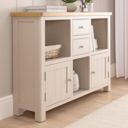 The Furniture Market Marbury Putty Grey Painted Low Open Display Shelf Unit Bookcase - thumbnail 3