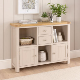 The Furniture Market Marbury Putty Grey Painted Low Open Display Shelf Unit Bookcase - thumbnail 2