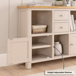 The Furniture Market Marbury Putty Grey Painted Low Open Display Shelf Unit Bookcase - thumbnail 4