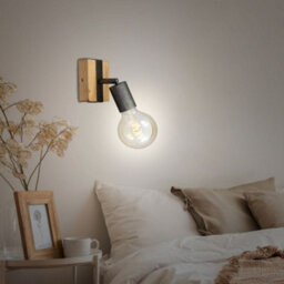 Briloner E27 Wall Light Wood Metal Adjustable Retro Industrial Spotlight Lamp - thumbnail 7