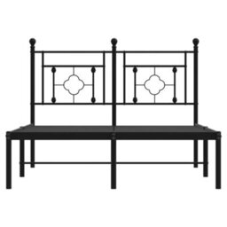 Berkfield Metal Bed Frame Without Mattress With Headboard Black 120X190Cm - thumbnail 5