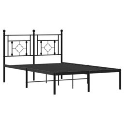 Berkfield Metal Bed Frame Without Mattress With Headboard Black 120X190Cm - thumbnail 4