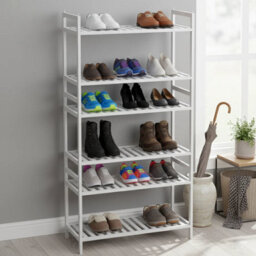Urbn-Living Urbnliving 2 Tier Bamboo Shoe Rack Stackable Multi Level Shoe Storage Hallway Organiser Set Of 3