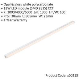 900mm Under Cabinet Led Light - 13W Smd 2835 Cct Led Module - Opal & Gloss White - thumbnail 2