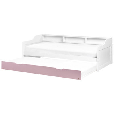 Beliani Trundle Bed Pine Wood Edern 90 X 200 Cm (Eu Single) Pink - image 1