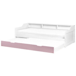 Beliani Trundle Bed Pine Wood Edern 90 X 200 Cm (Eu Single) Pink - thumbnail 1