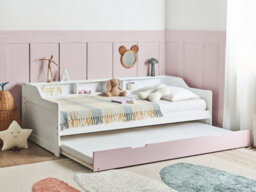 Beliani Trundle Bed Pine Wood Edern 90 X 200 Cm (Eu Single) Pink - thumbnail 2