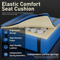 Massage Gaming Chair With Footrest, Headrest & Lumbar Support, Height Adjustable For Home, Blue Black - thumbnail 5